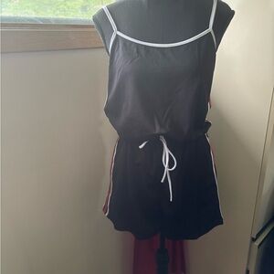 Black Romper with White Trim